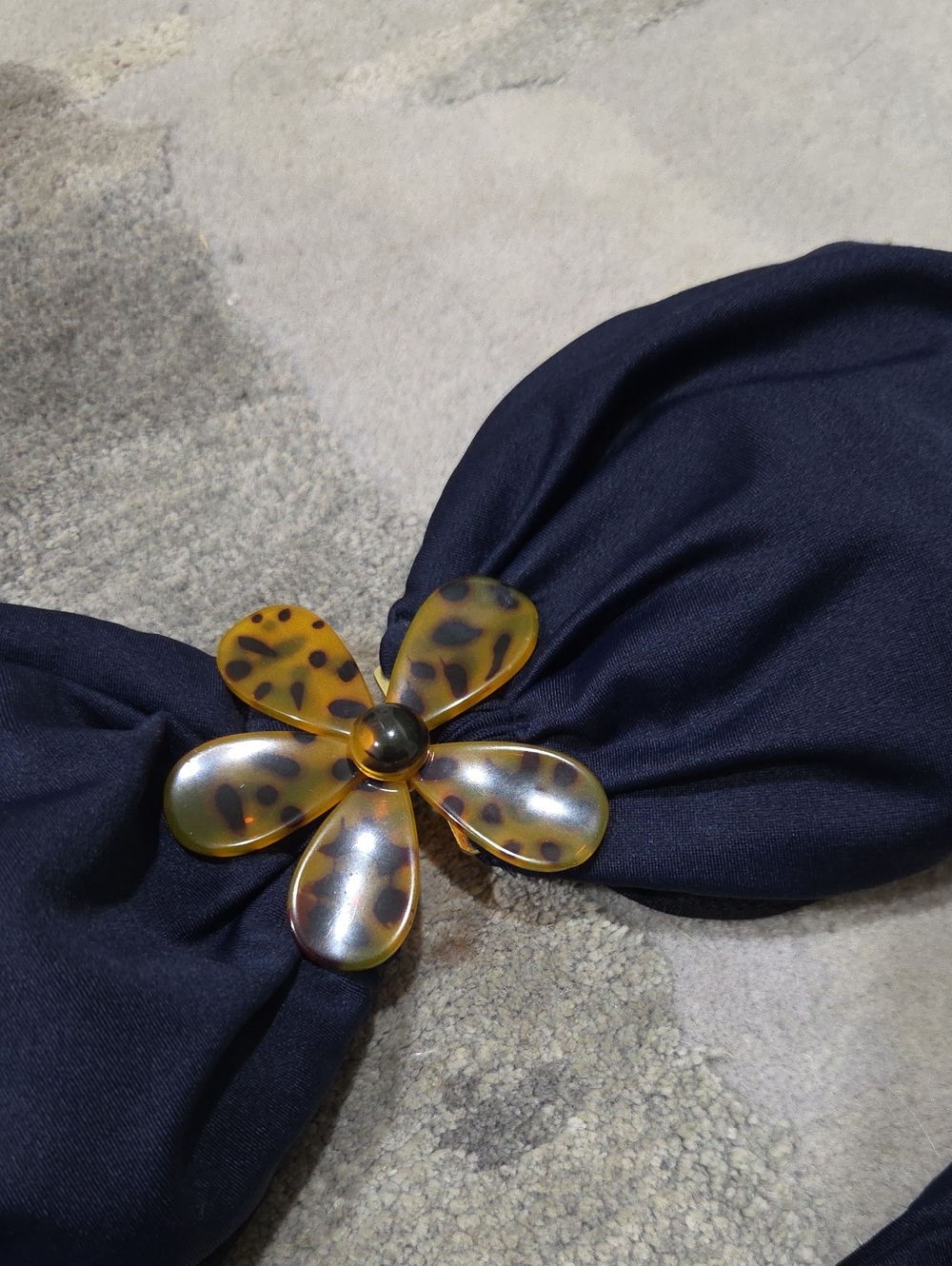 J.Crew Navy Tortoise Flower Bandeau Bikini Set Two Piece Size Small - Picture 5 of 9